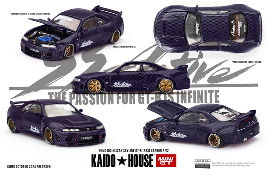 Kaido House x Mini GT KHMG163 Nissan Skyline GT-R (R33) Active Carbon Open Box