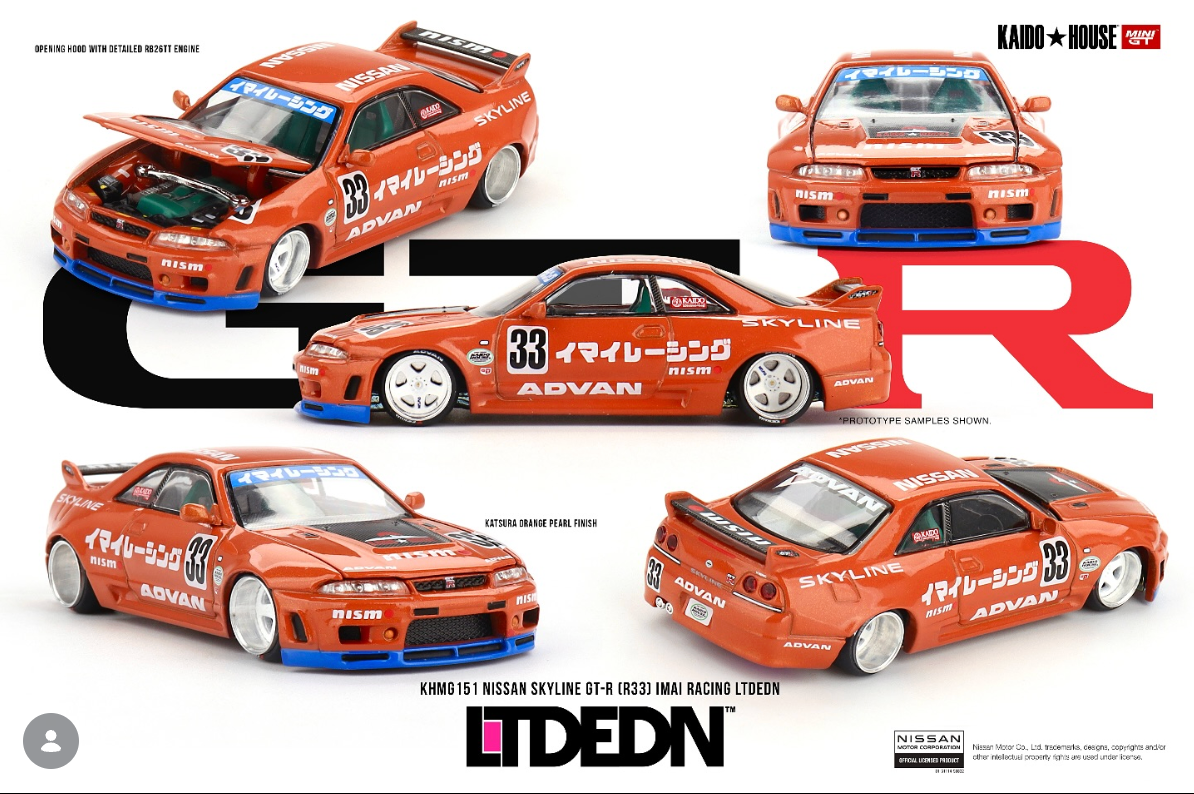 Kaido House x Mini GT KHMG151 LTDEDN Nissan Skyline GT-R (R33)