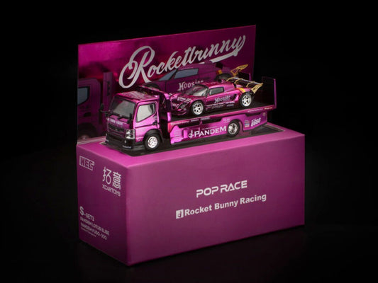 POPRACE 1:64 Pandem Lotus Elise & Truck Chrome Purple Rocket Bunny Set HEC 2026