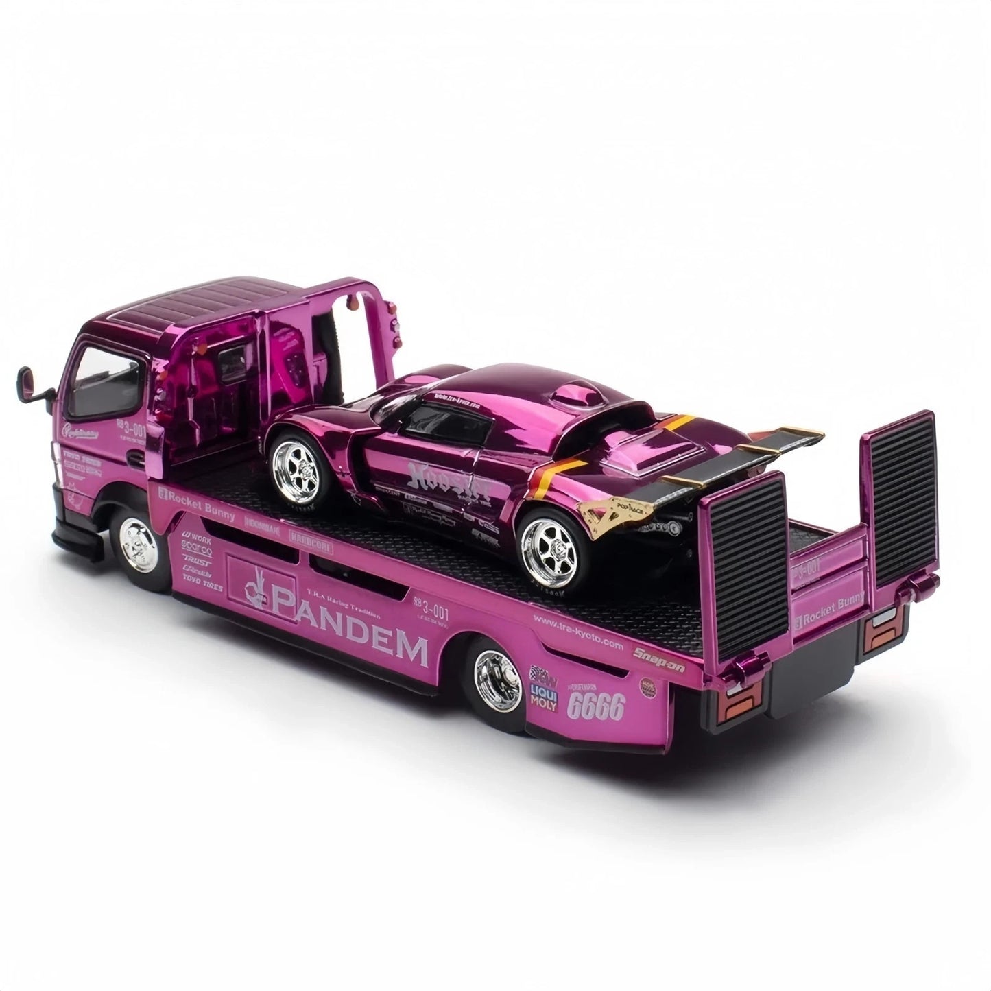 POPRACE 1:64 Pandem Lotus Elise & Truck Chrome Purple Rocket Bunny Set HEC 2026