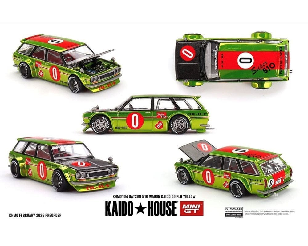 Mini GT x Kaido House KHMG164 Datsun Kaido 510 Wagon OG Flow Yellow Sealed Box