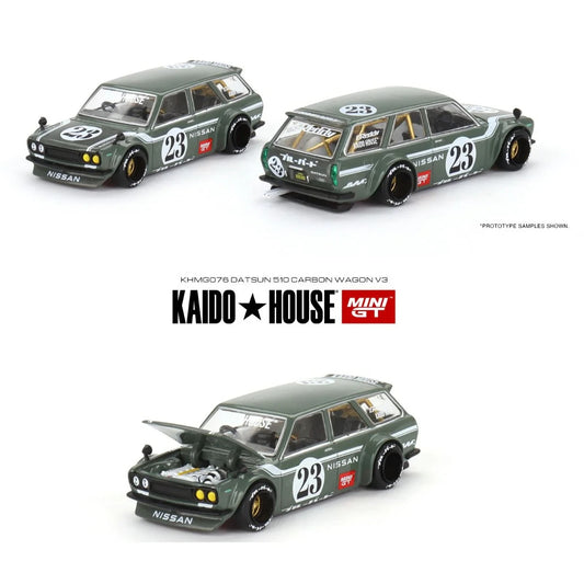 Mini GT x Kaido House KHMG076 Datsun Kaido 510 Wagon Green Open Box