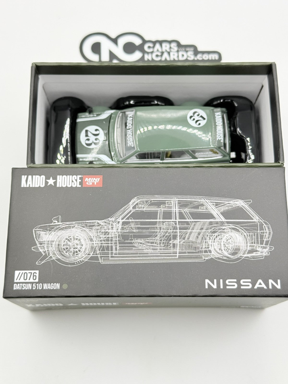 Mini GT x Kaido House KHMG076 Datsun Kaido 510 Wagon Green Open Box