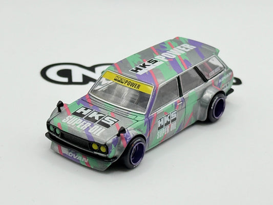 Mini GT x Kaido House KHMG144 Datsun Kaido 510 Wagon HKS V1 Chase Open Box