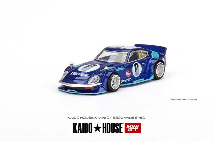 Kaido House x Mini GT KHMG024 Datsun Fairlady Z S30Z Wide Spec Blue Open Box
