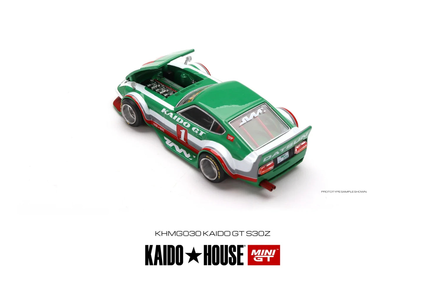 Kaido House x Mini GT KHMG030 Datsun Fairlady Z Kaido GT Green Open Box