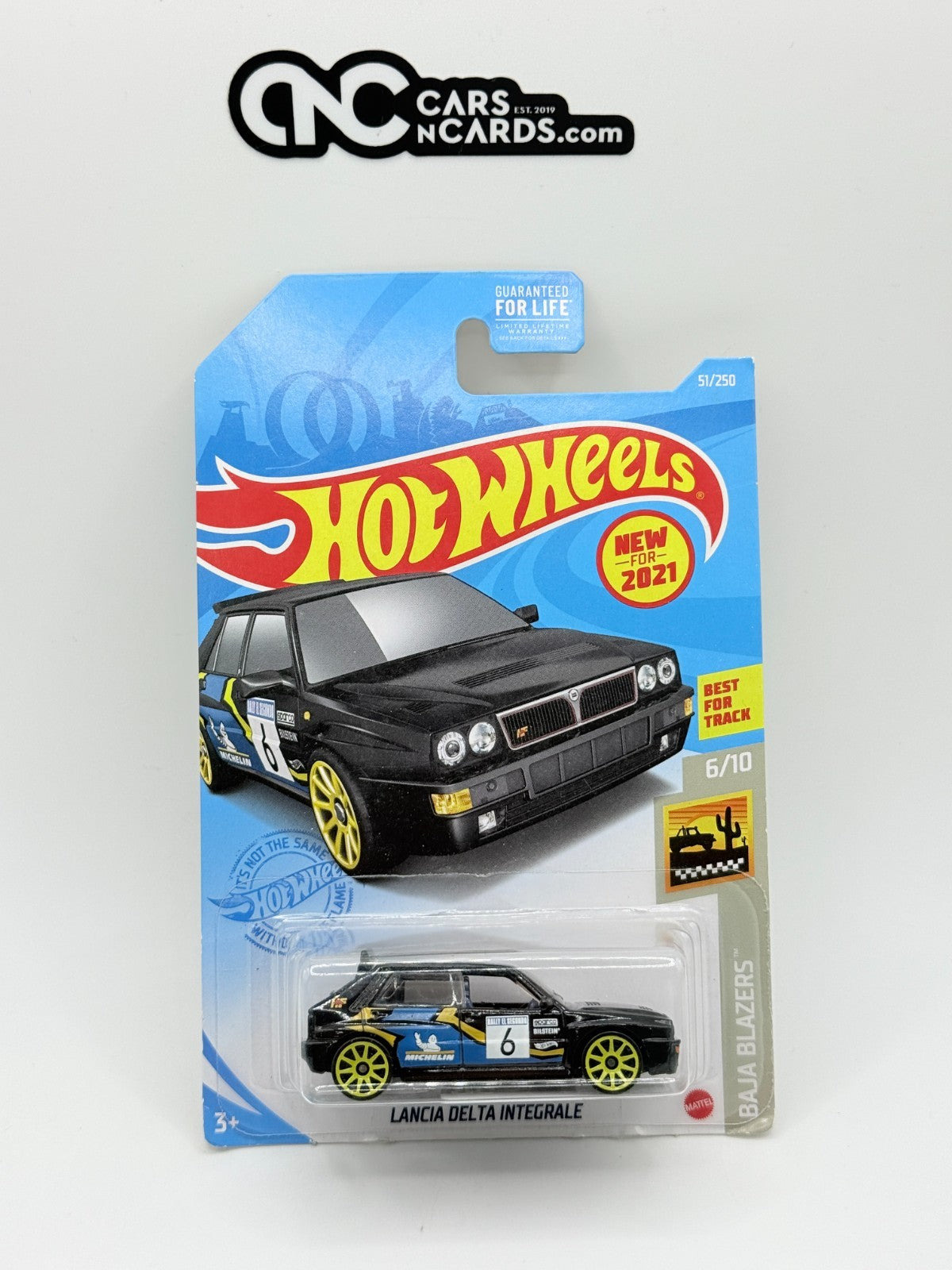 2021 Hot Wheels Baja Blazers 6/10 Lancia Delta Integrale 210/250 (Card Damage)