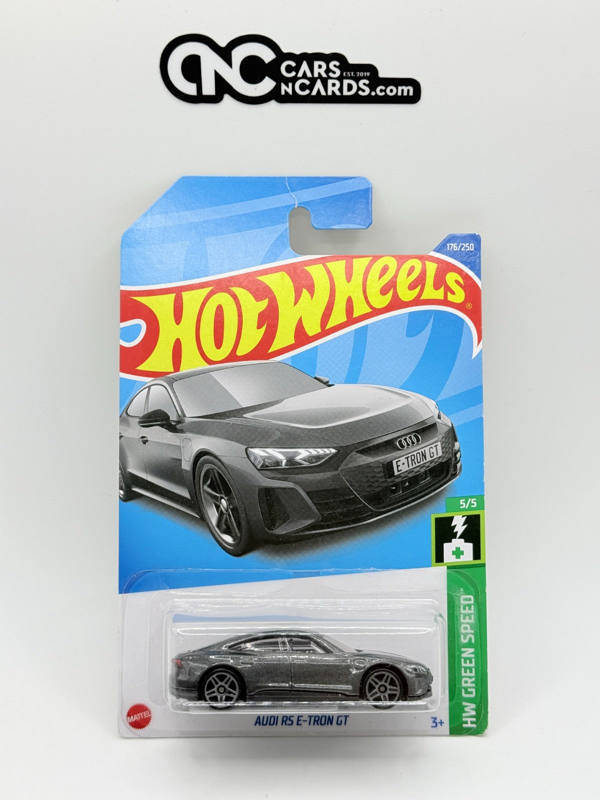 2022 Hot Wheels HW Green Speed 5/5 Audi RS E-Tron GT Grey 176/250 (Card Damage)