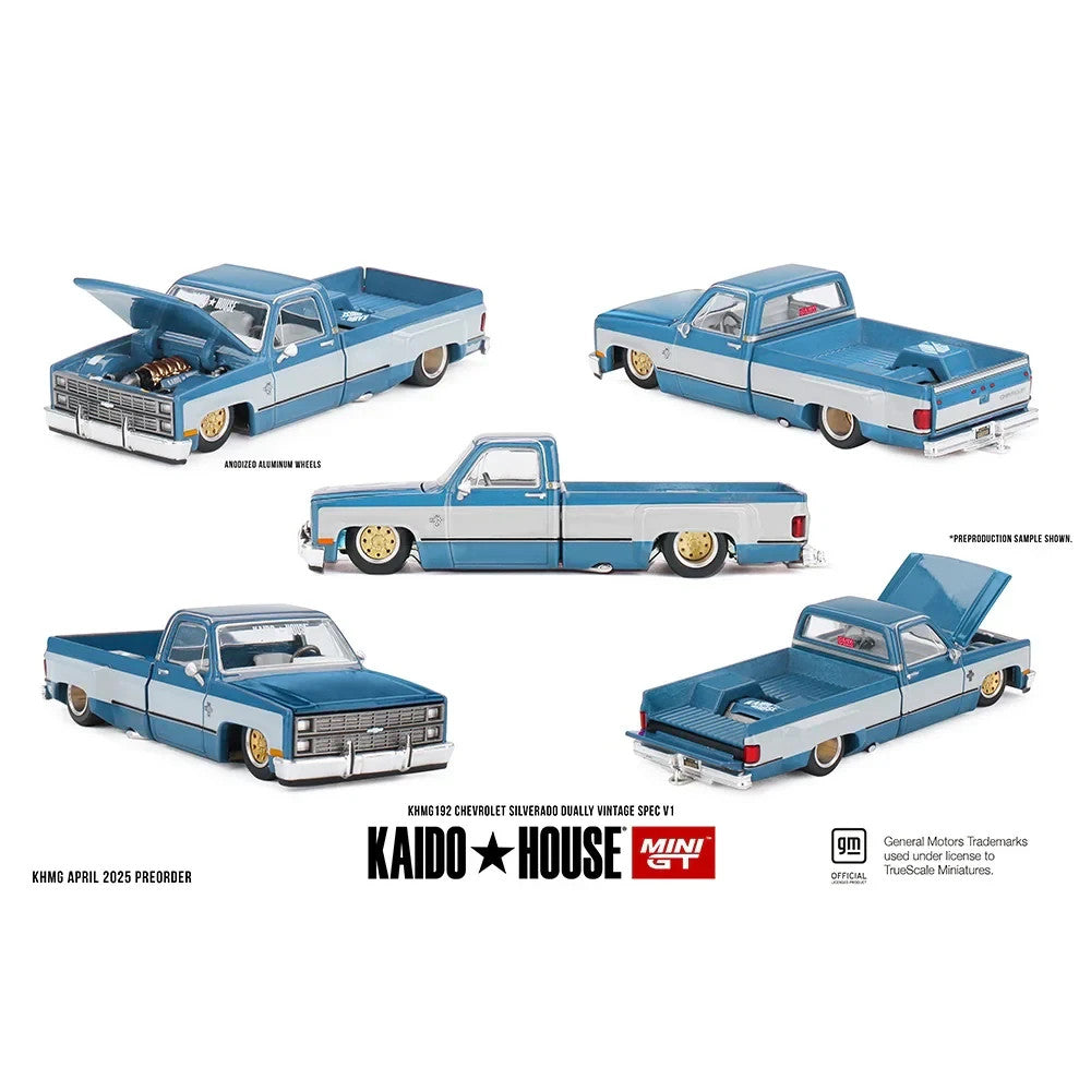 Kaido House x Mini GT 1:64 KHMG192 Chevrolet Silverado Dually Vintage Open Box