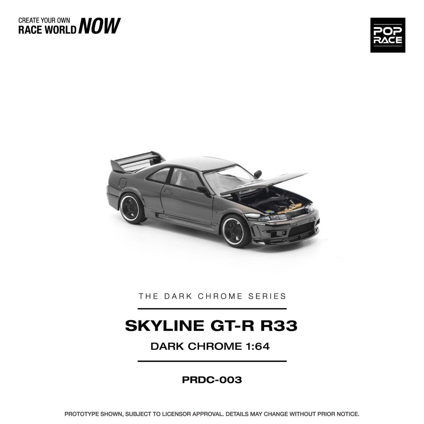 POPRACE 1:64 R33 GT-R DARK CHROME PRDC003