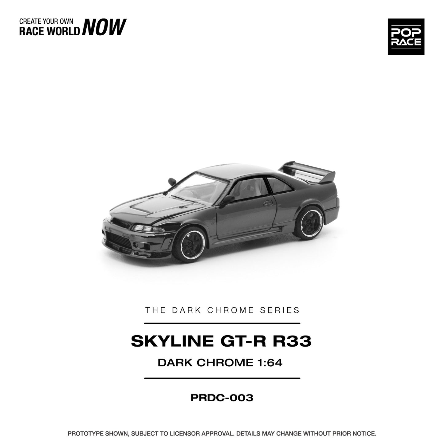 POPRACE 1:64 R33 GT-R DARK CHROME PRDC003