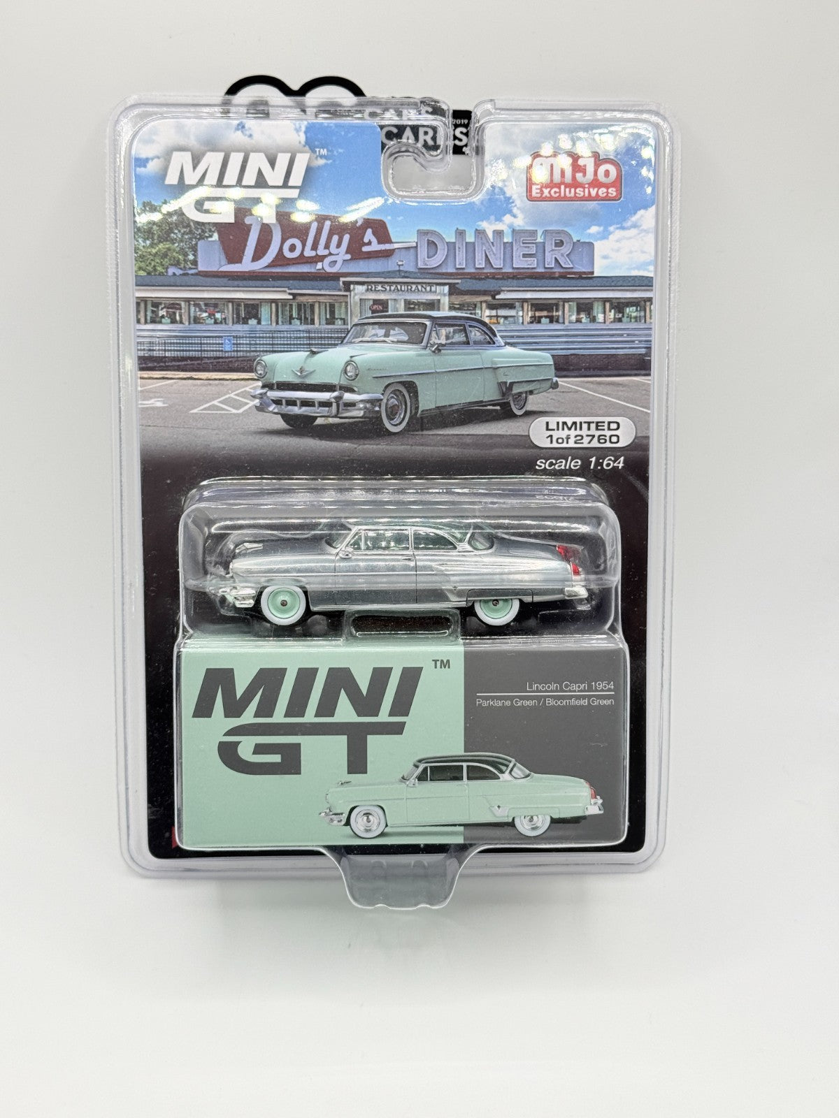 MINI GT 1:64 623 Lincoln Capri 1954 Parklane Green / Bloomfield Green CHASE