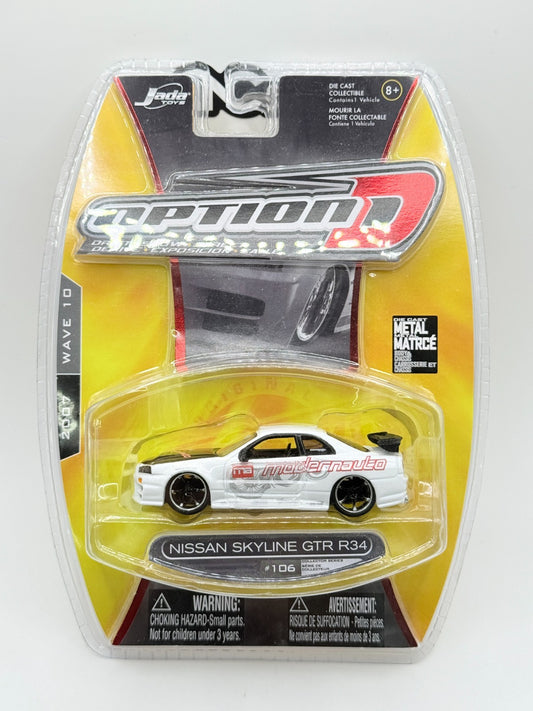 Jada Toys 1:64 Option D Nissan Skyline GT-R R34 White NIP Wave 10 2007