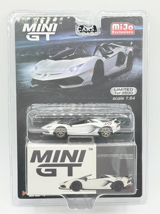 Mini GT 1:64 Lamborghini Aventador SVJ Roadster Bianco Canopus RARE CHASE #224