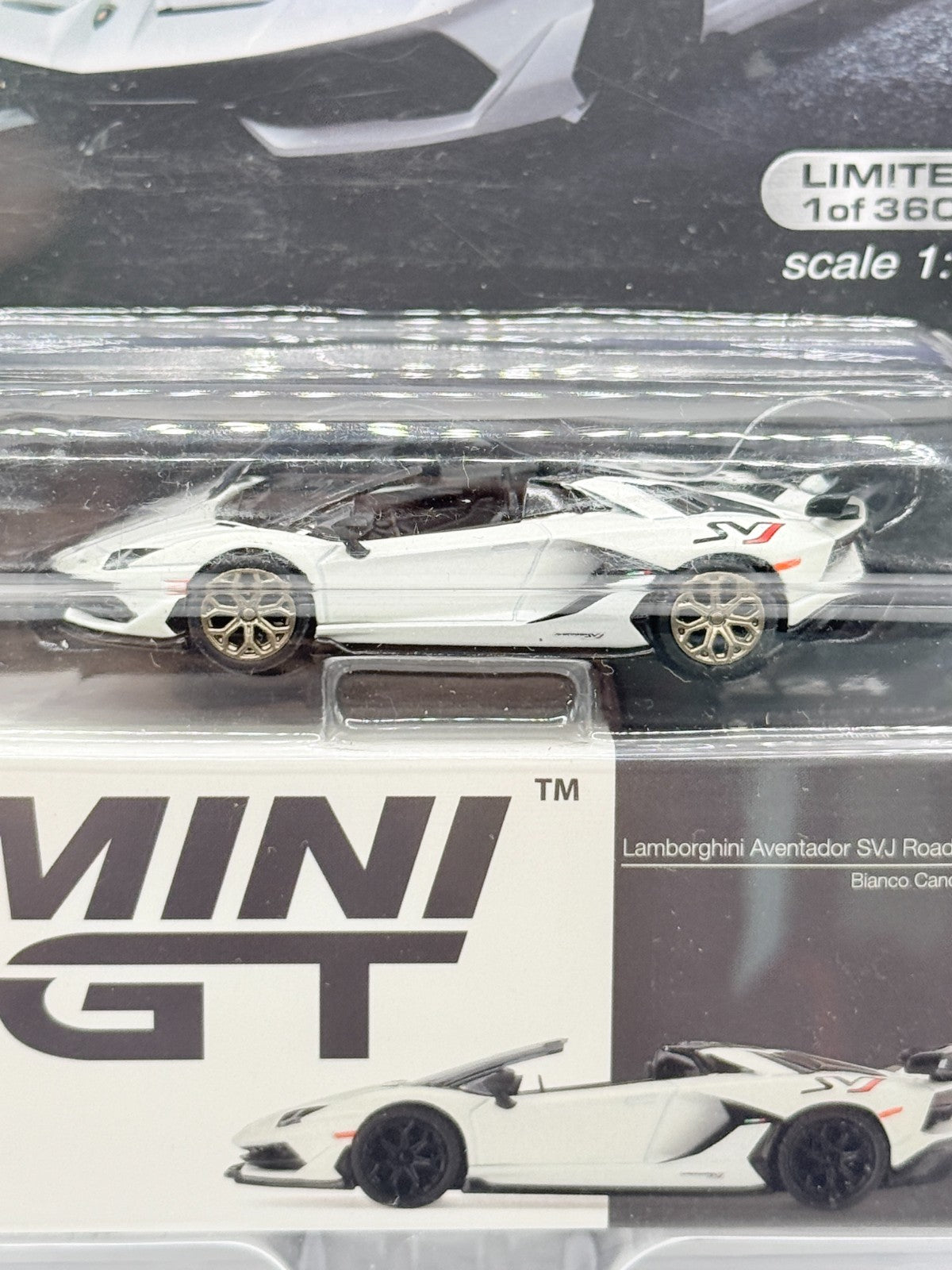 Mini GT 1:64 Lamborghini Aventador SVJ Roadster Bianco Canopus RARE CHASE #224