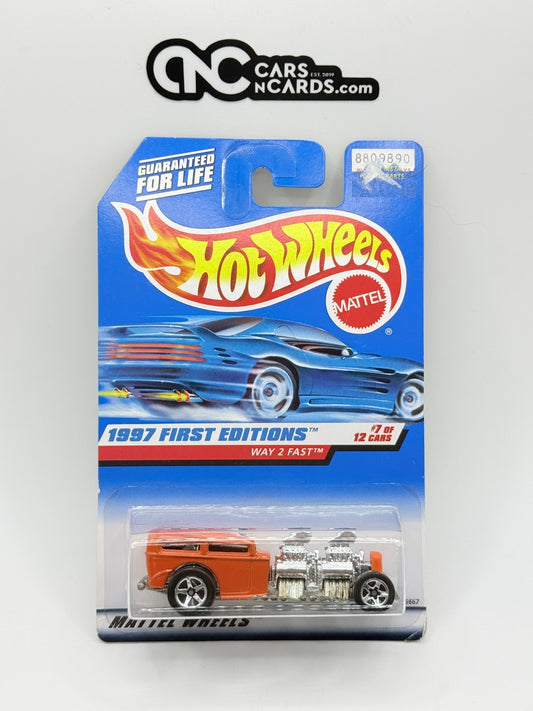 1997 Hot Wheels First Editions #7/12 Way 2 Fast Orange (Card Damage)
