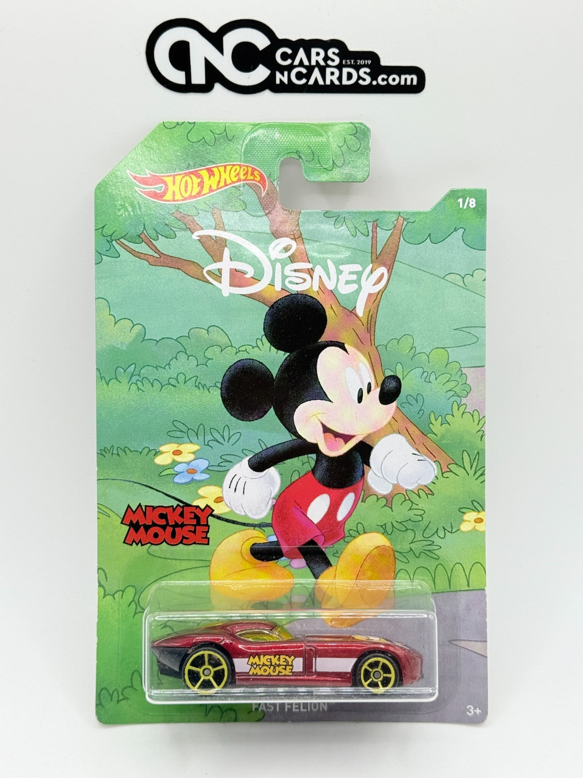2019 Hot Wheels Disney 1/8 Mickey Mouse Fast Felion (Soft Corners)