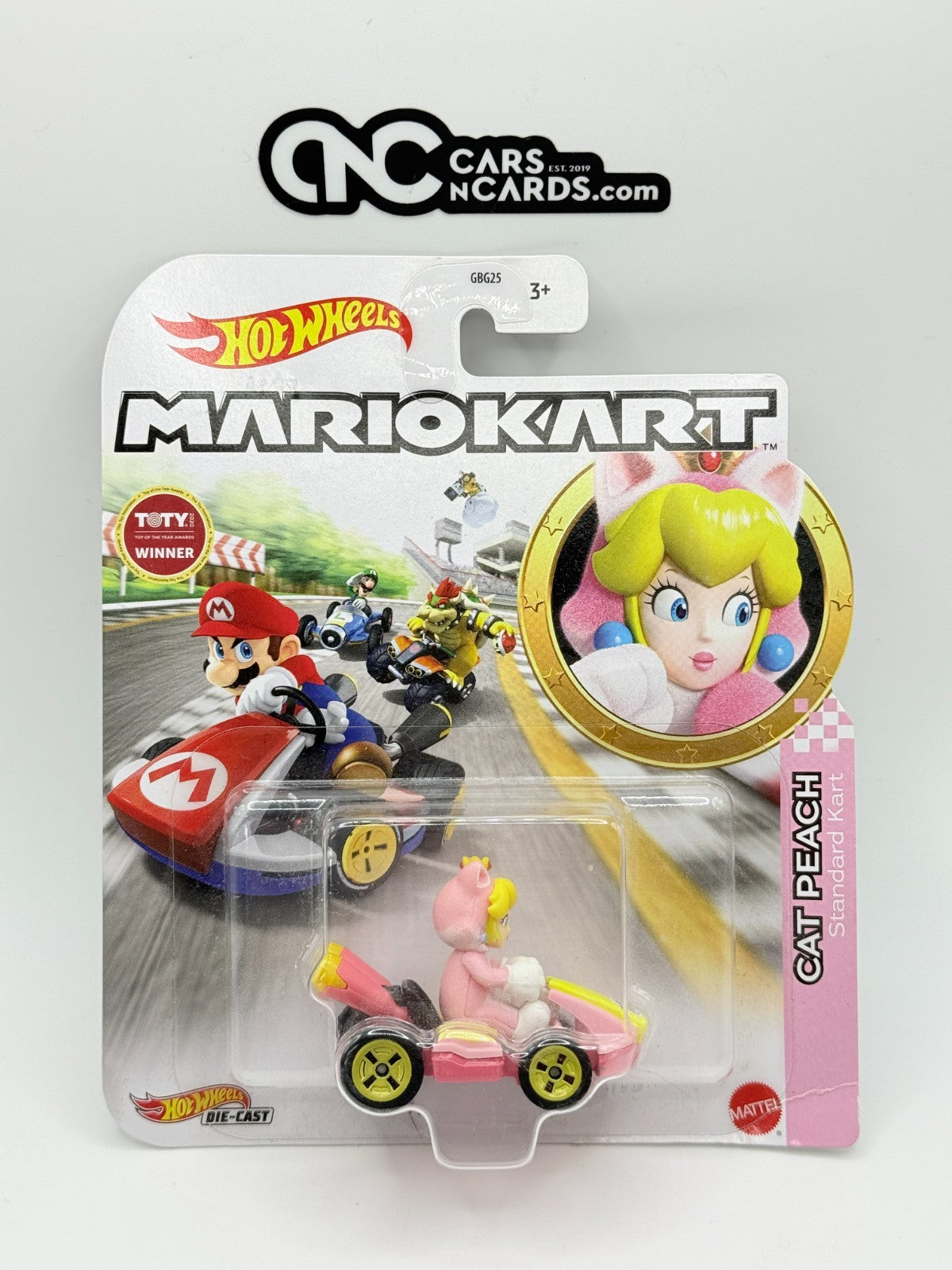 Hot Wheels Mario Kart Cat Peach Standard Kart 1:64 Diecast GRN13 (Bent Corners)