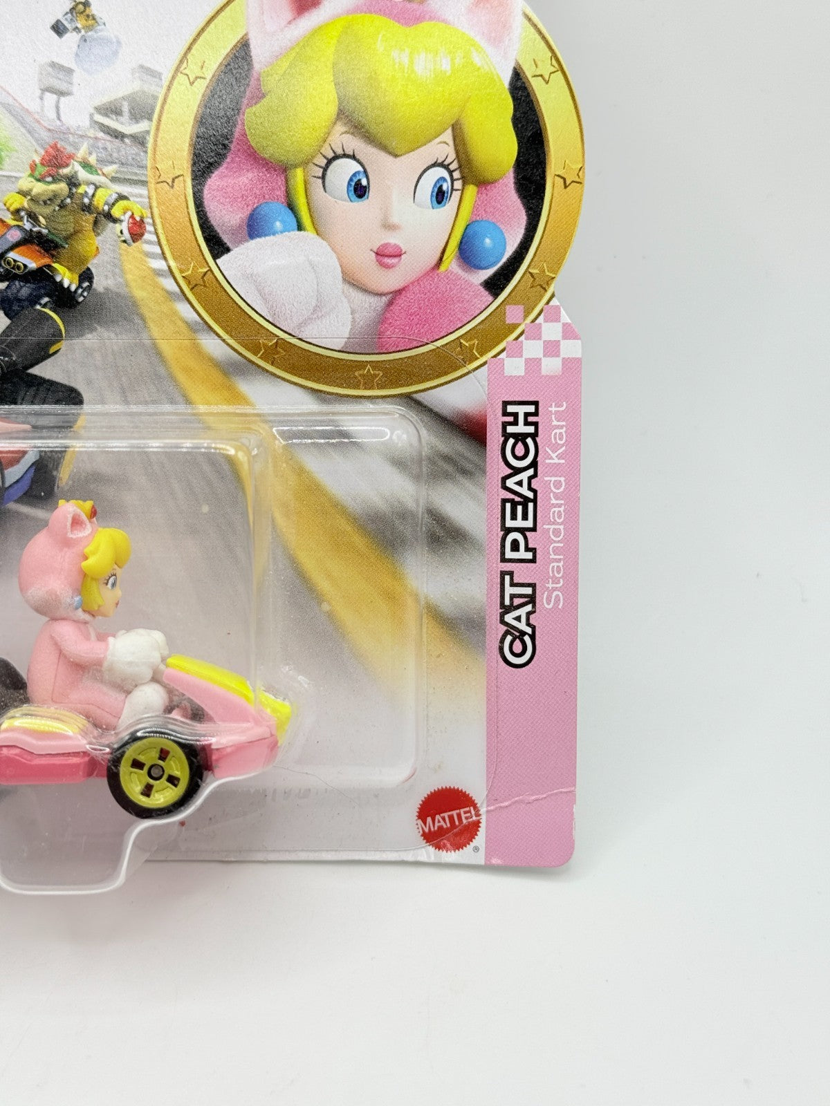 Hot Wheels Mario Kart Cat Peach Standard Kart 1:64 Diecast GRN13 (Bent Corners)