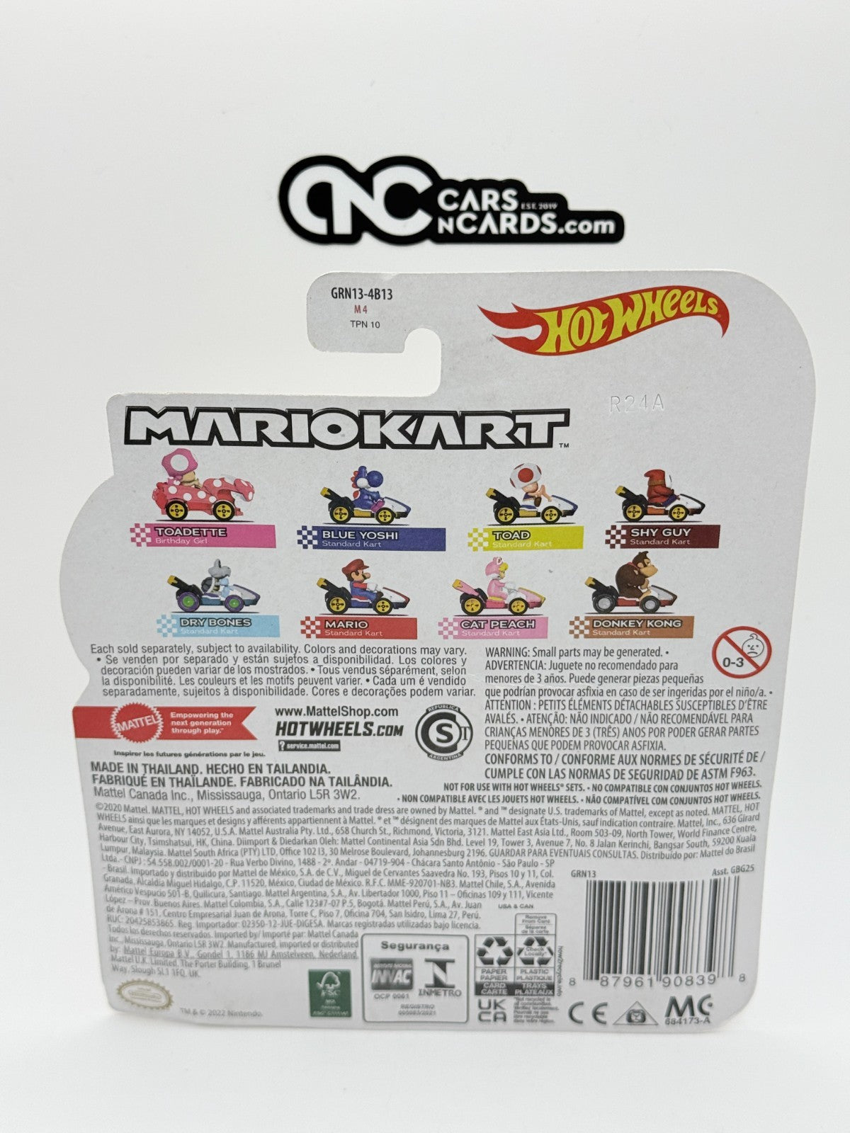 Hot Wheels Mario Kart Cat Peach Standard Kart 1:64 Diecast GRN13 (Bent Corners)