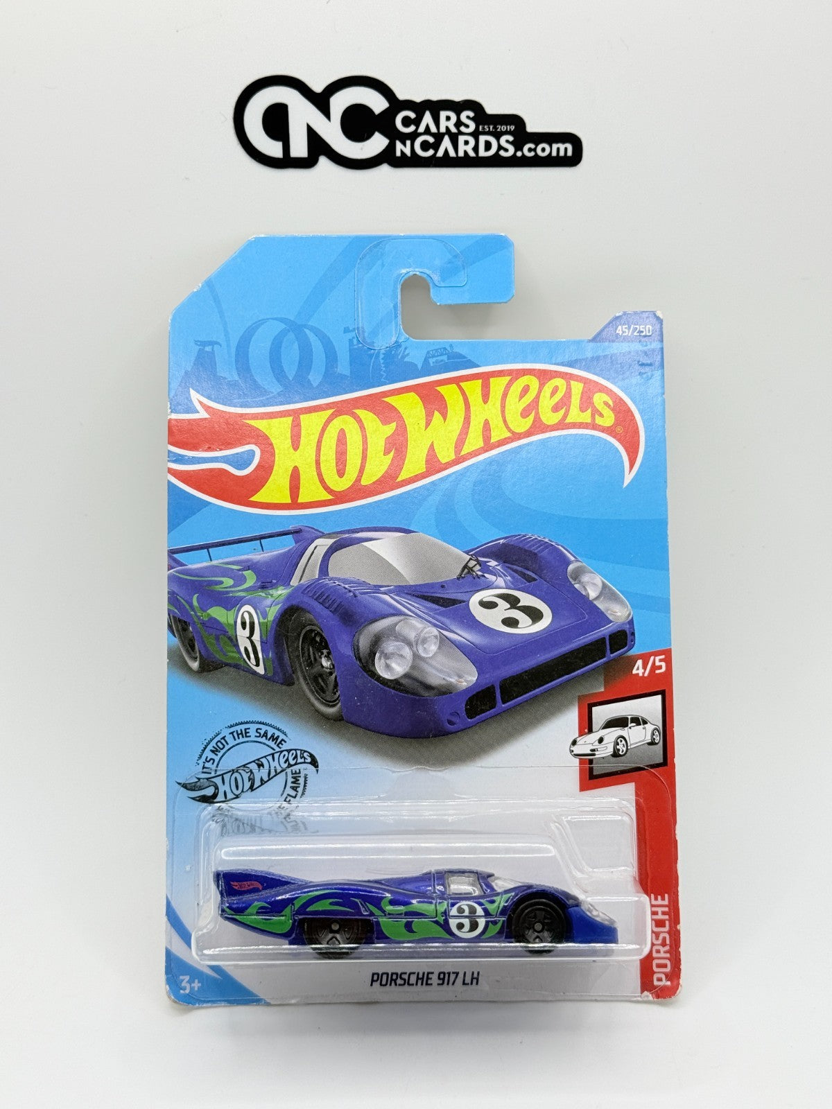 2020 Hot Wheels Porsche 4/5 Porsche 917 LH Blue (Card Damage)