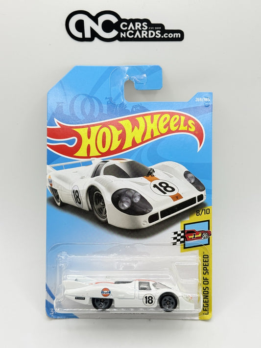2018 Hot Wheels Legends of Speed 8/10 Porsche 917 LH White GULF (Card Damage)