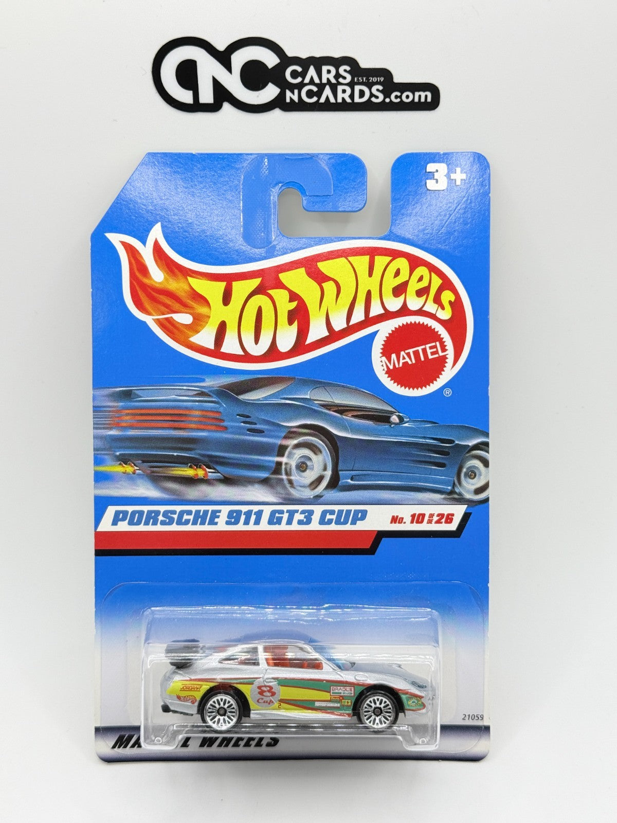 1999 Hot Wheels First Editions 10/26 Porsche 911 GT3 Cup Silver (Card Crease)