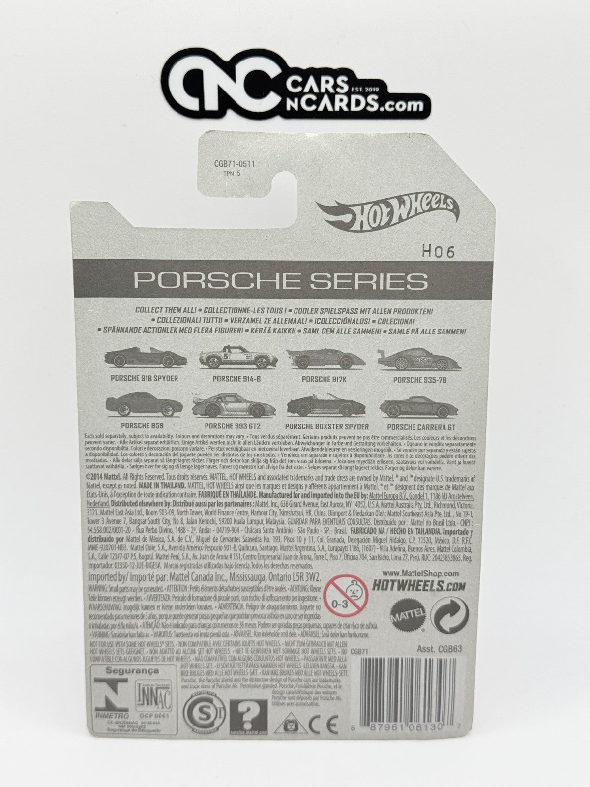 2015 Hot Wheels Porsche Series 7/8 Porsche Carrera GT (Card Damage)