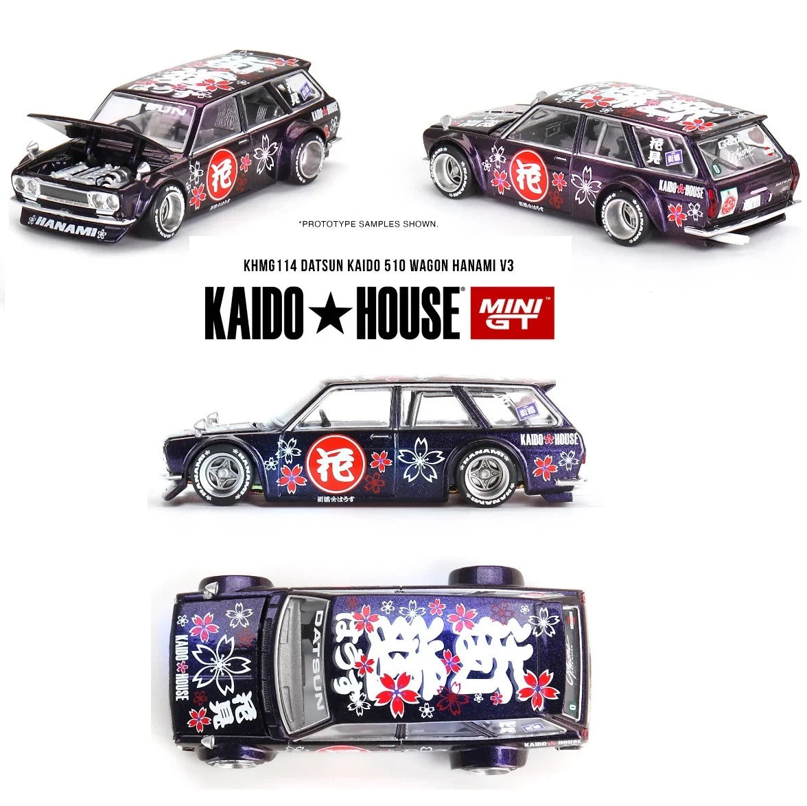 Kaido House x Mini GT 1:64 Datsun Kaido 510 Wagon Hanami V3 KHMG114 Open Box