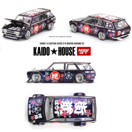 Kaido House x Mini GT 1:64 Datsun Kaido 510 Wagon Hanami V3 KHMG114 Open Box