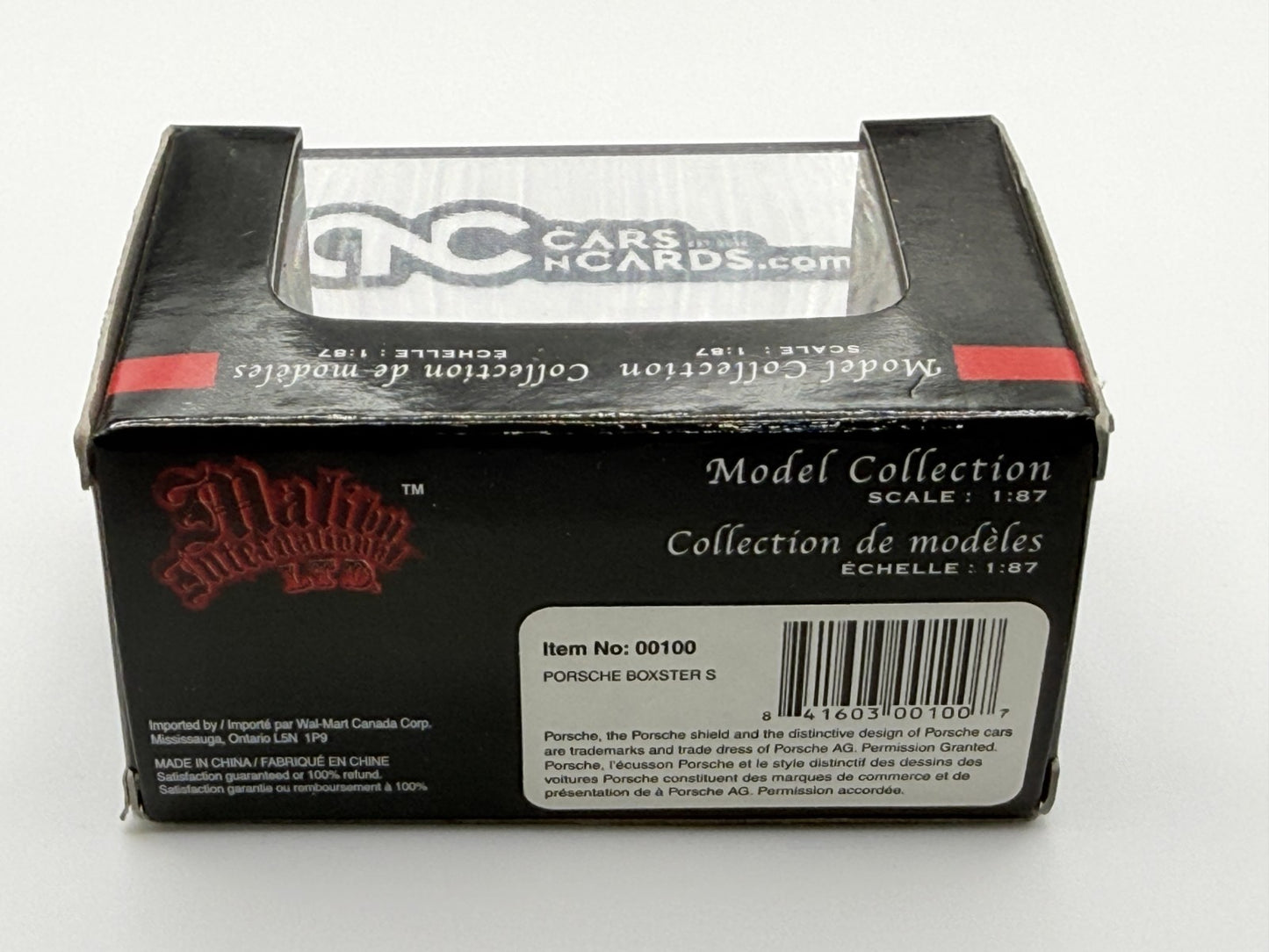 Malibu International LTD. 1:87 Scale Die-Cast Car Porsche Boxster S Black New