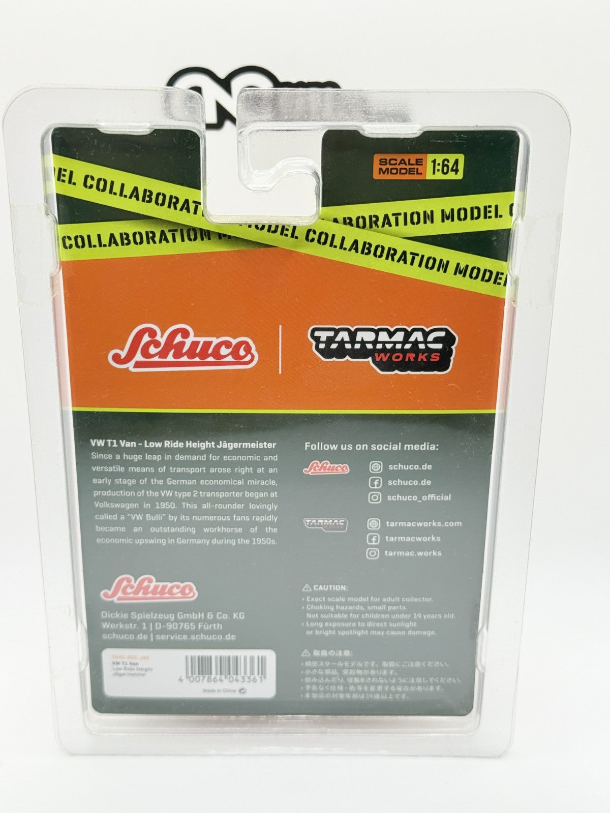 Tarmac Works x Schuco 1:64 lowered Volkswagen T1 Transporter Jagermeister CHASE