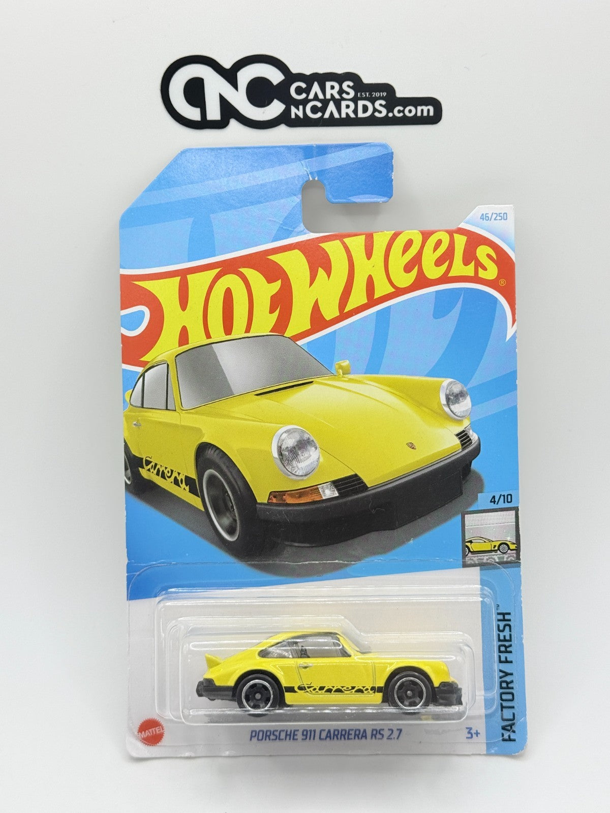 2024 Hot Wheels Factory Fresh 4/10 Porsche 911 Carrera RS 2.7 Yellow Card Damage