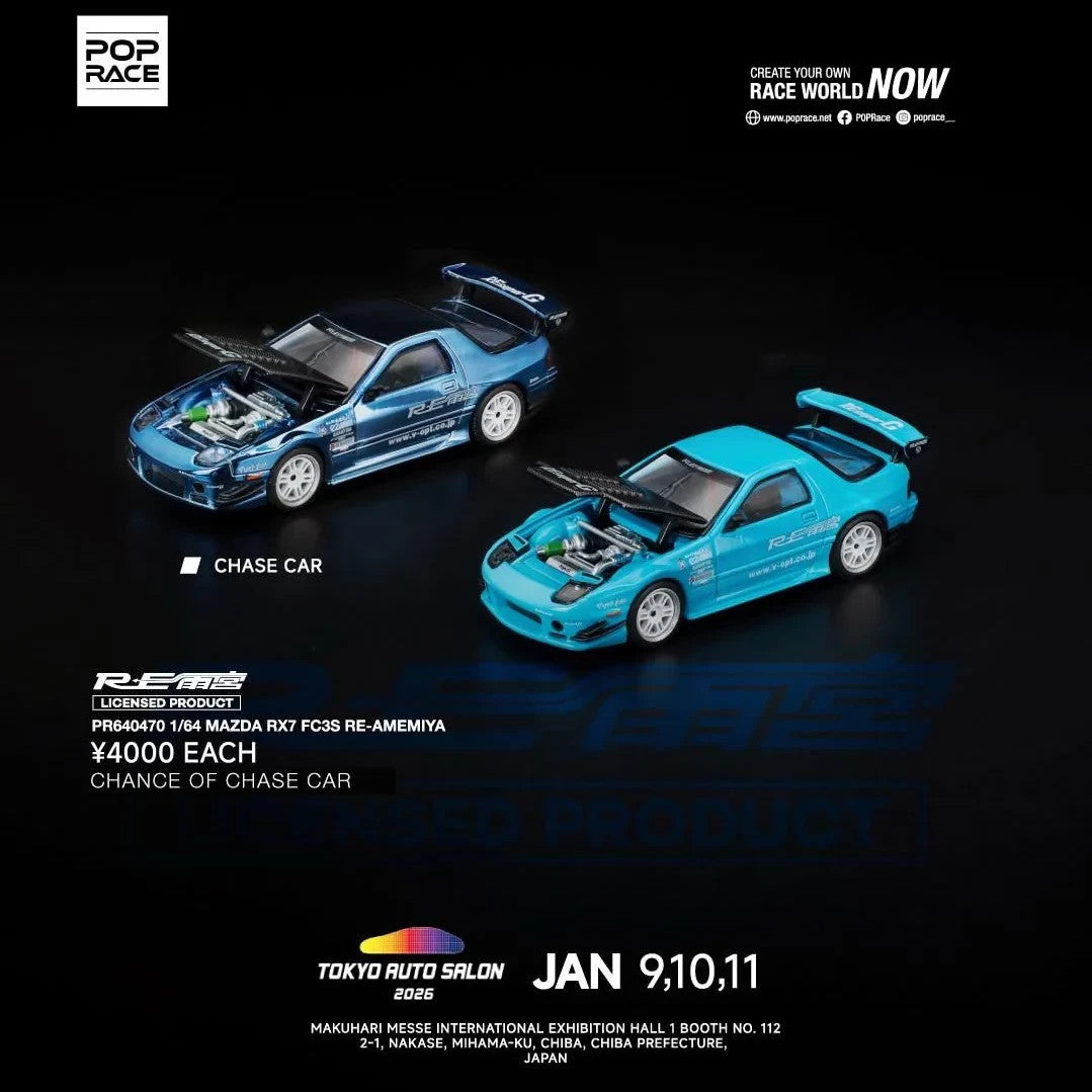 POPRACE 1:64 Mazda RX7 FC3S RE-Amemiya PR640470 OPEN BOX