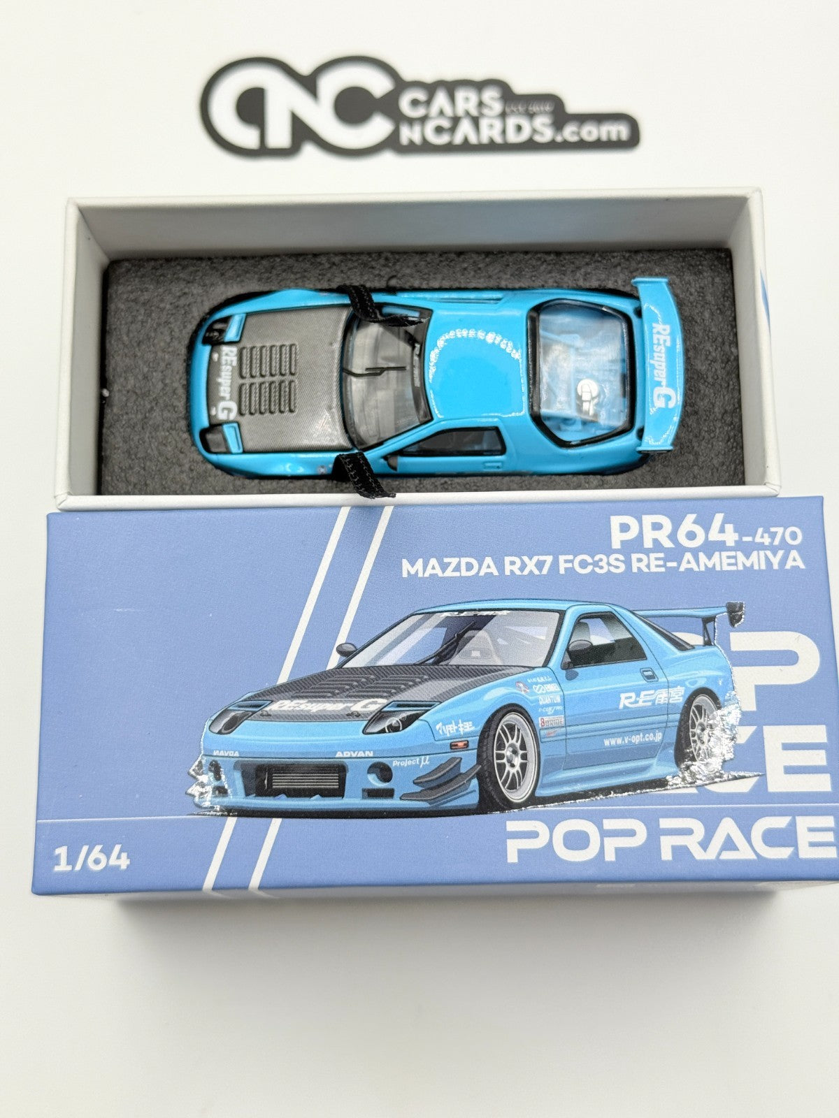 POPRACE 1:64 Mazda RX7 FC3S RE-Amemiya PR640470 OPEN BOX