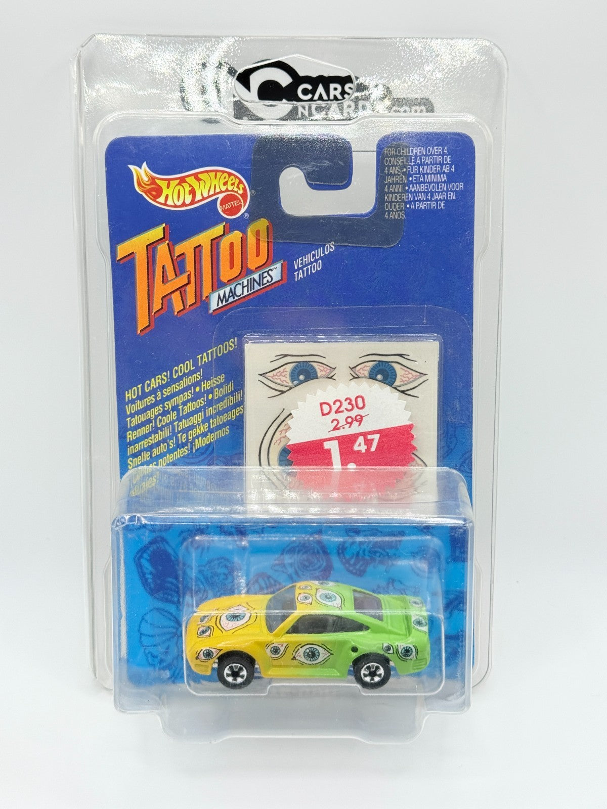 1992 Hot Wheels TATTOO MACHINES Tattoo Machines Eye-Gor Porsche With Protector