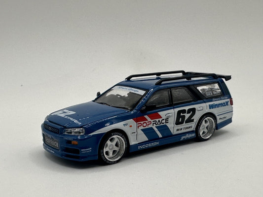 POPRACE 1:64 Nissan Stagea Simon's Garage #62 Exclusive Model PR640171 Open Box