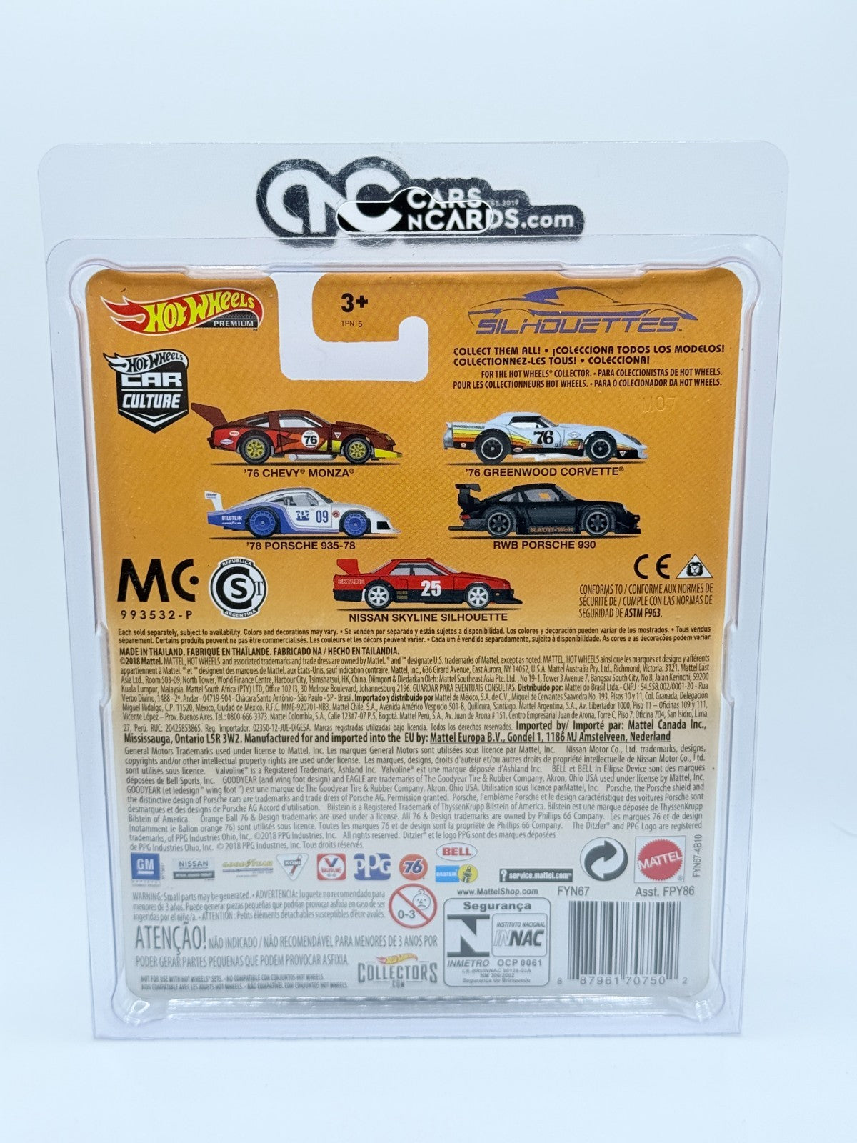 2019 Hot Wheels Premium Car Culture Silhouettes '78 Porsche 935-78 W/Protector