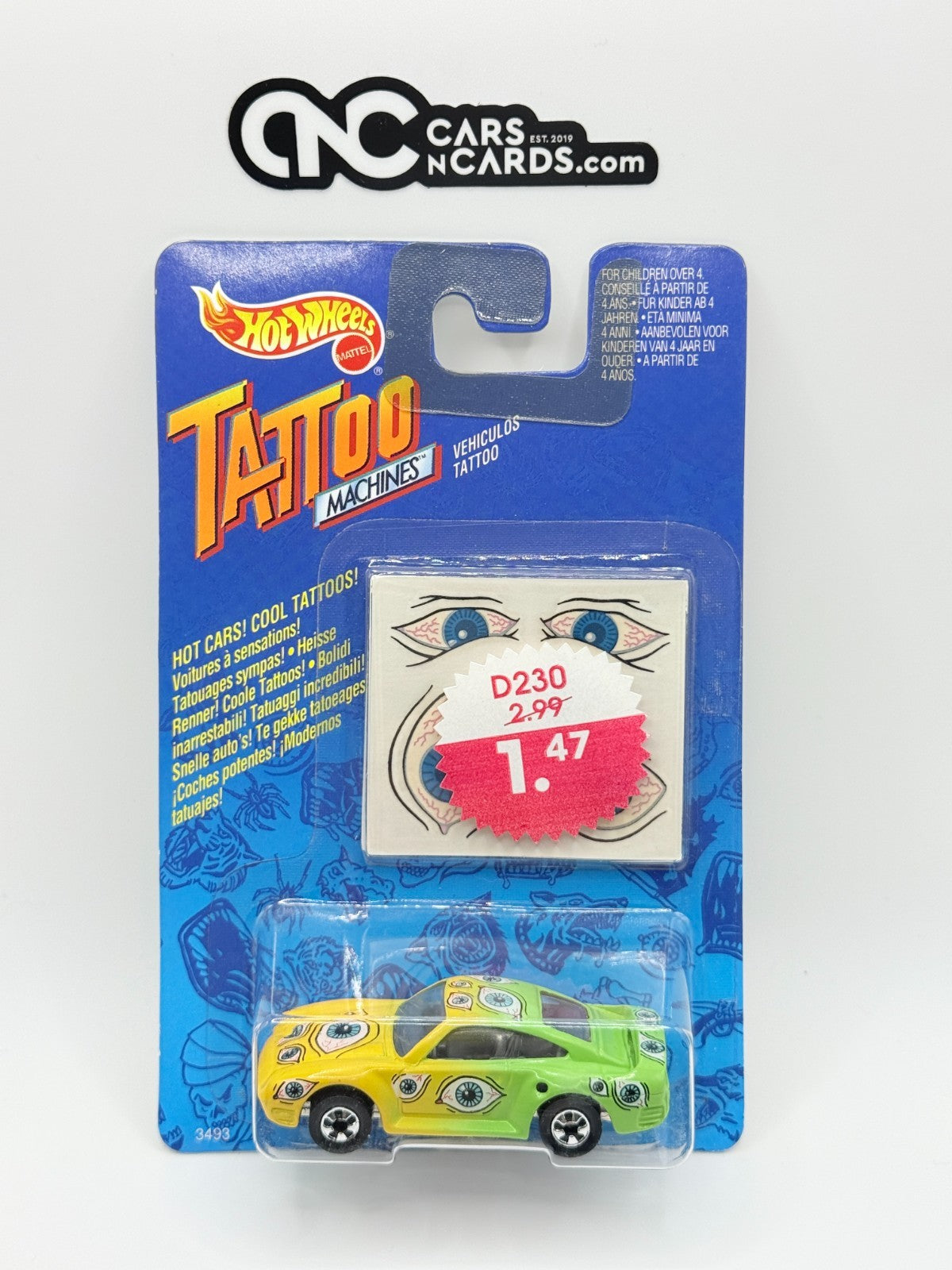1992 Hot Wheels TATTOO MACHINES Tattoo Machines Eye-Gor Porsche With Protector