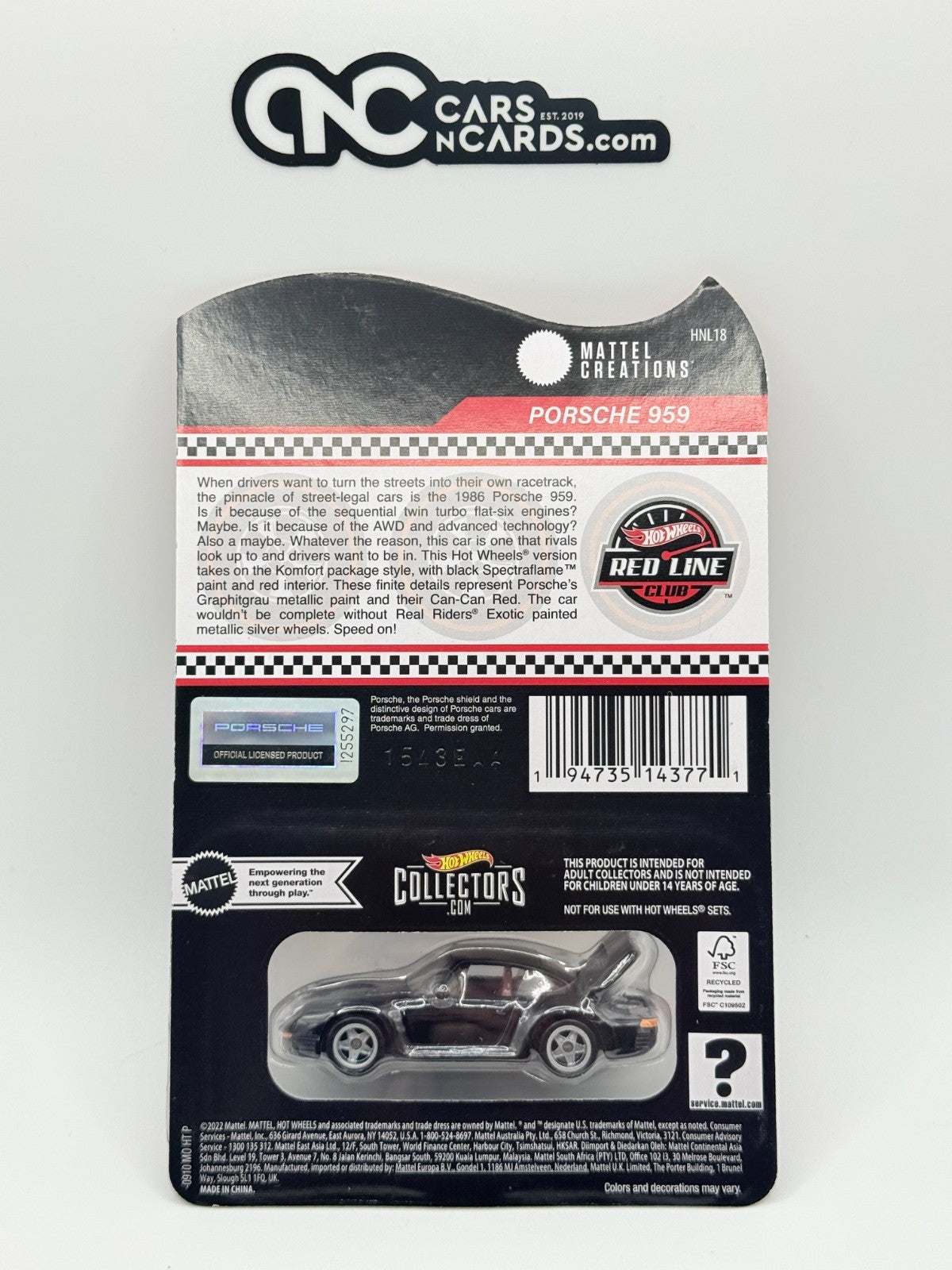 2023 Hot Wheels RLC Red Line Club Exclusive Porsche 959 Black