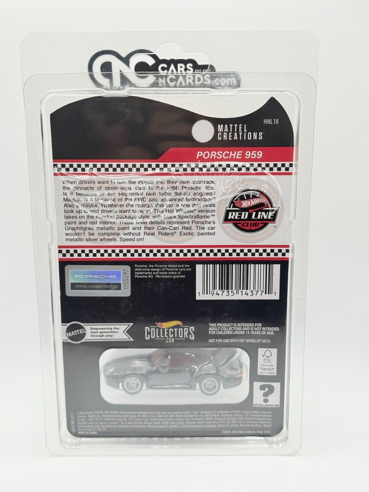 2023 Hot Wheels RLC Red Line Club Exclusive Porsche 959 Black