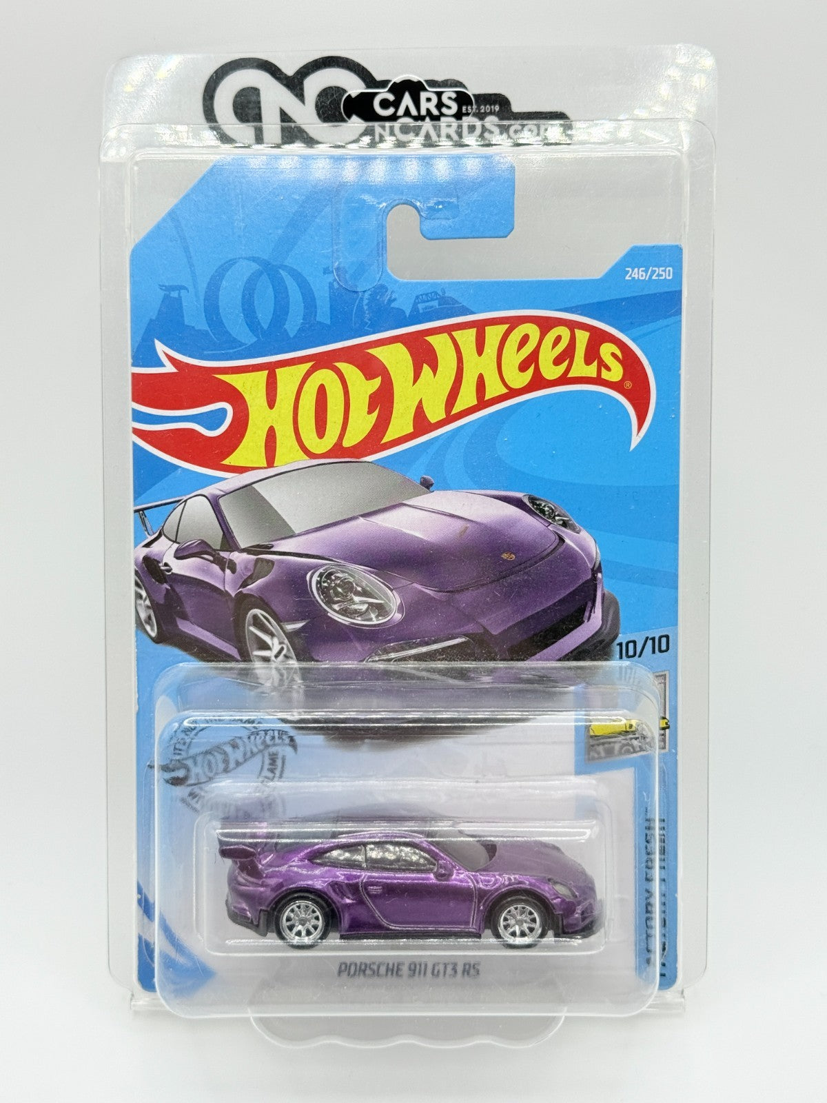 2019 Hot Wheels Factory Fresh Porsche 911 GT3 RS Super Treasure Hunt Card Damage