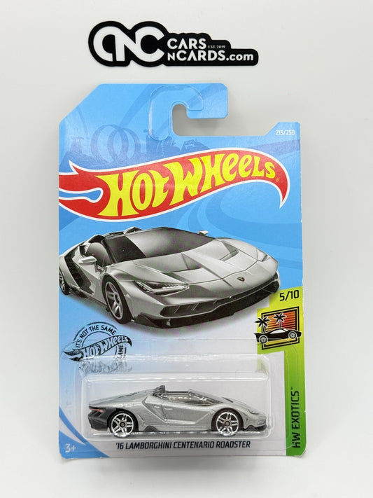 2019 Hot Wheels '16 Lamborghini Centenario Roadster Silver (Soft Corners)
