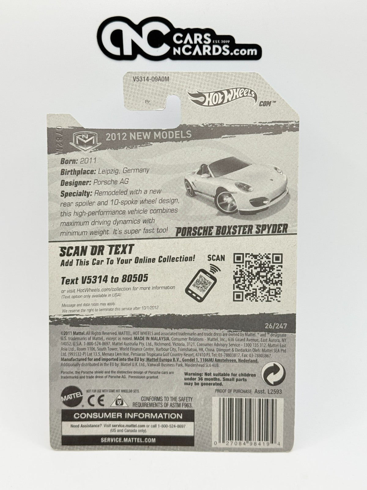 2012 Hot Wheels New Models Porsche Boxster Spyder White