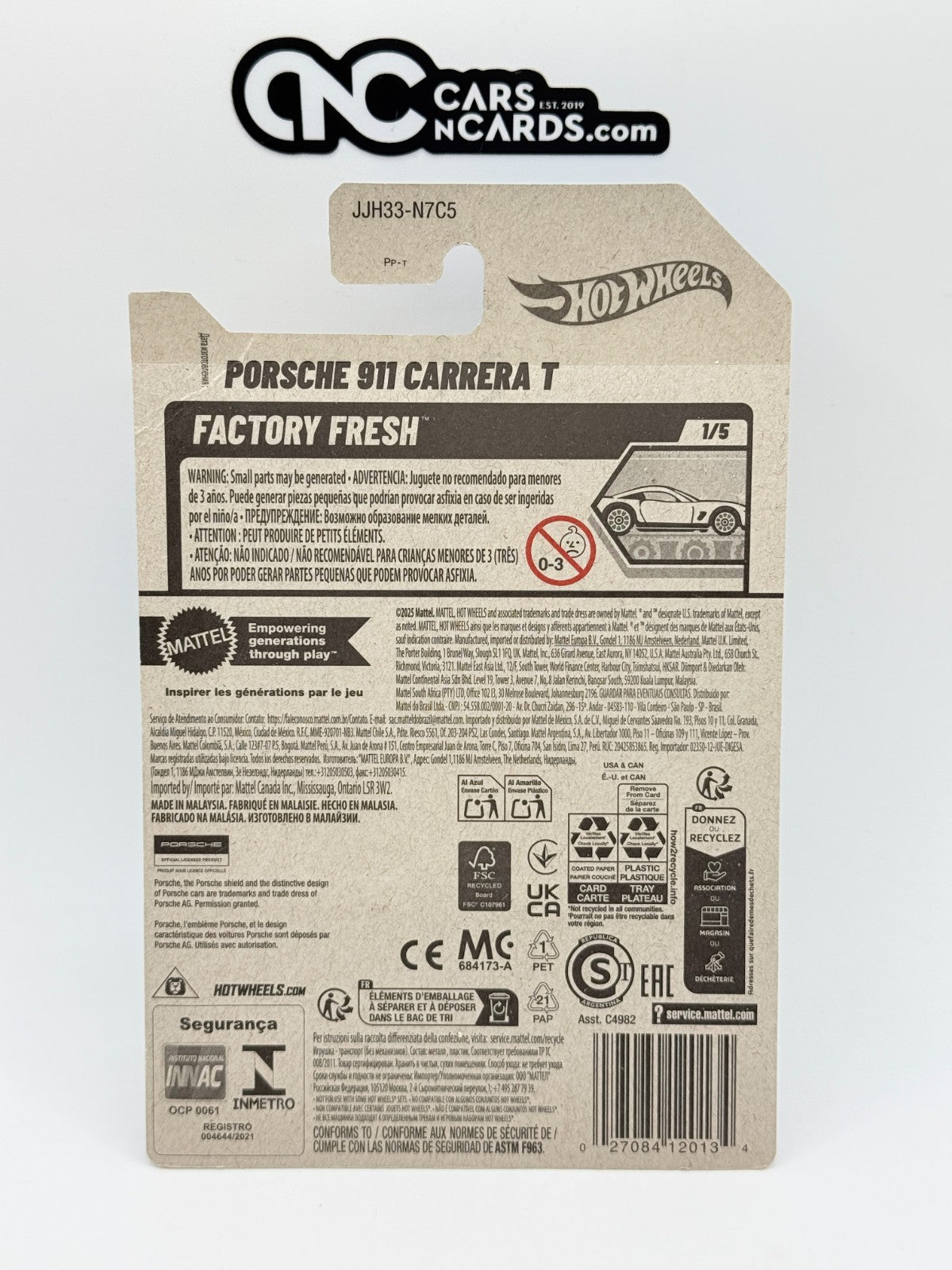 2026 Hot Wheels Factory Fresh 1/5 Porsche 911 Carrera T (Card Damage)