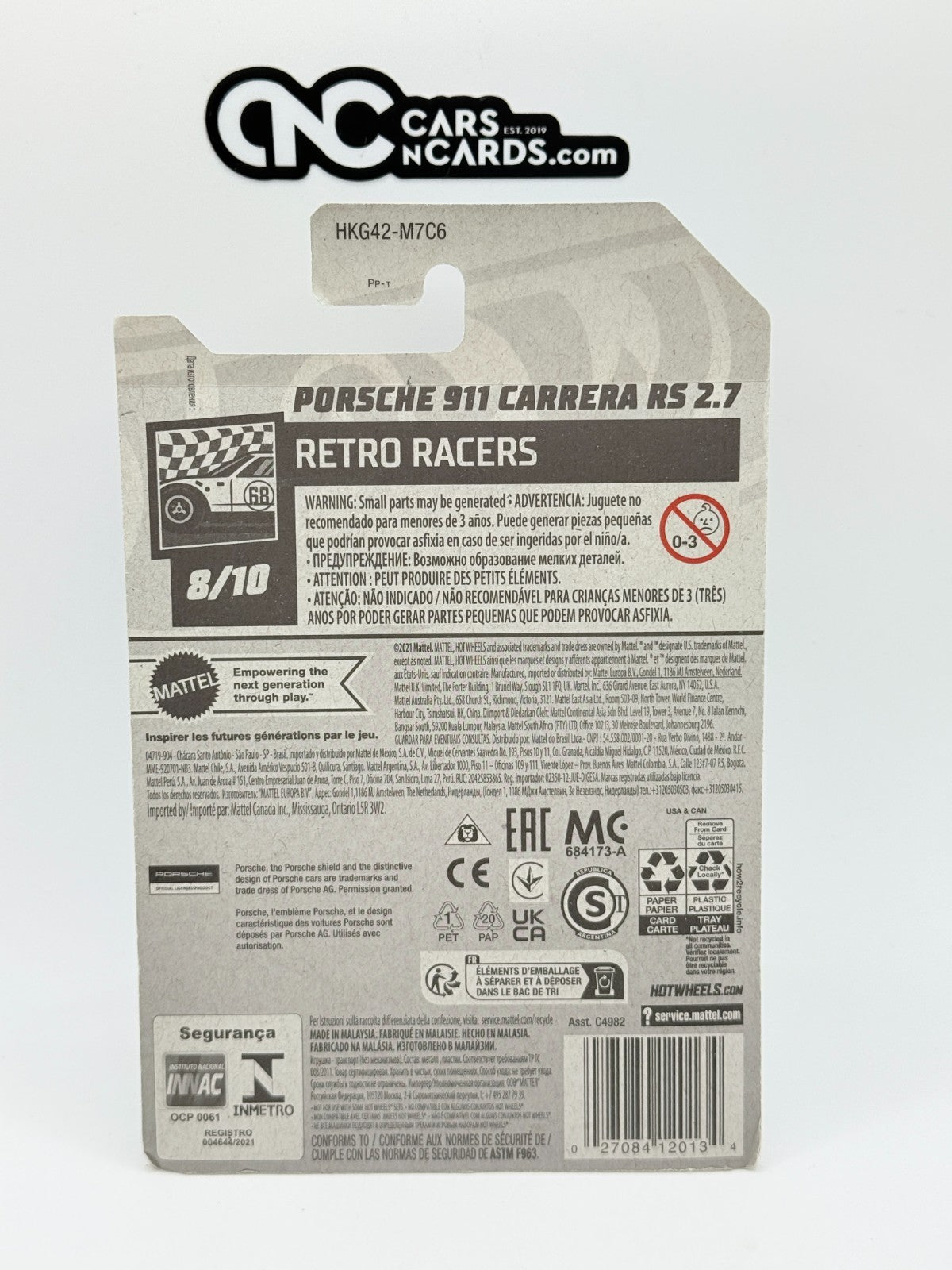 2023 Hot Wheels Retro Racers 8/10 Porsche 911 Carrera RS 2.7 White