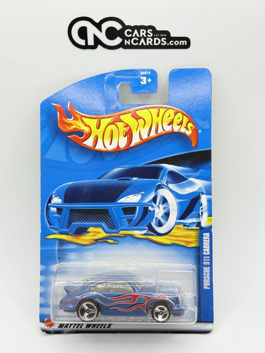 2002 Hot Wheels Porsche 911 Carrera Blue With Flames Collector 130
