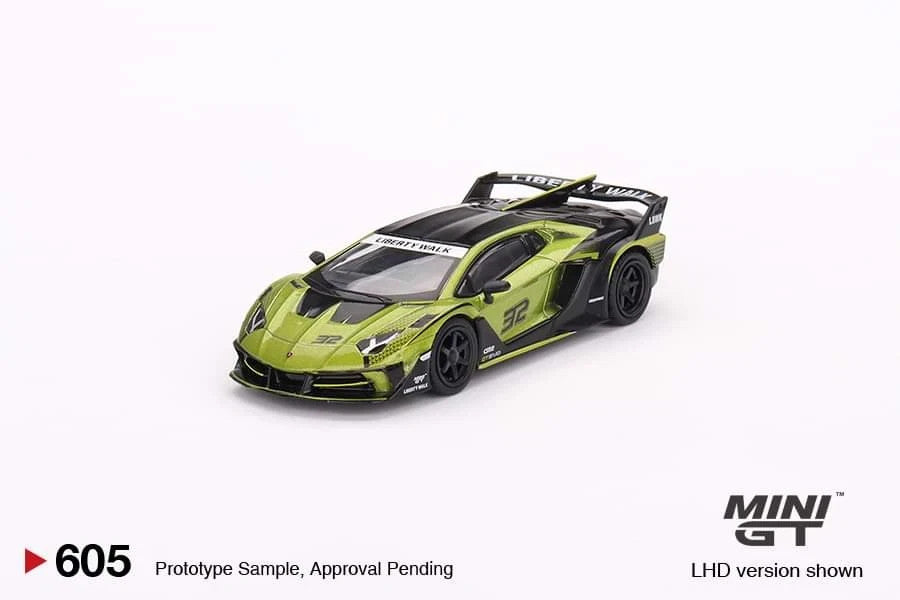 Mini GT #605 Lamborghini LB-Silhouette WORKS Aventador GT EVO Lime 1:64 Open Box