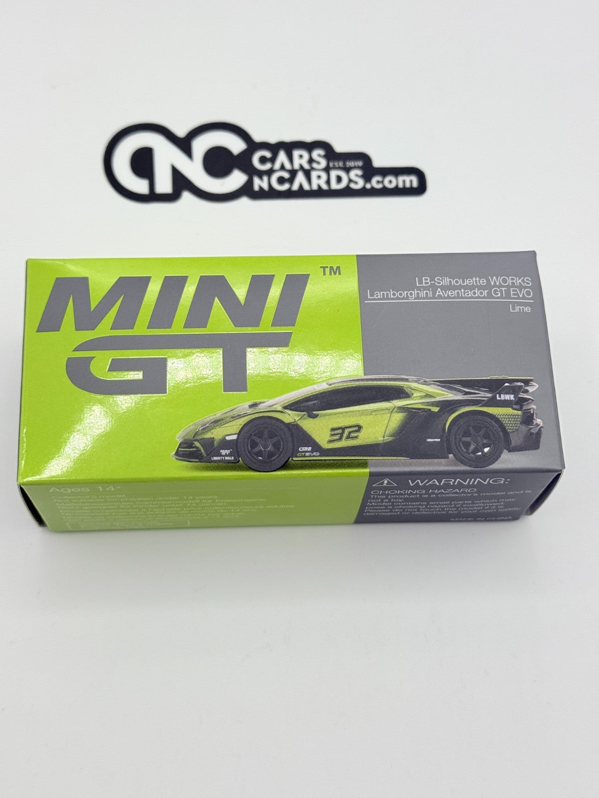 Mini GT #605 Lamborghini LB-Silhouette WORKS Aventador GT EVO Lime 1:64 Open Box