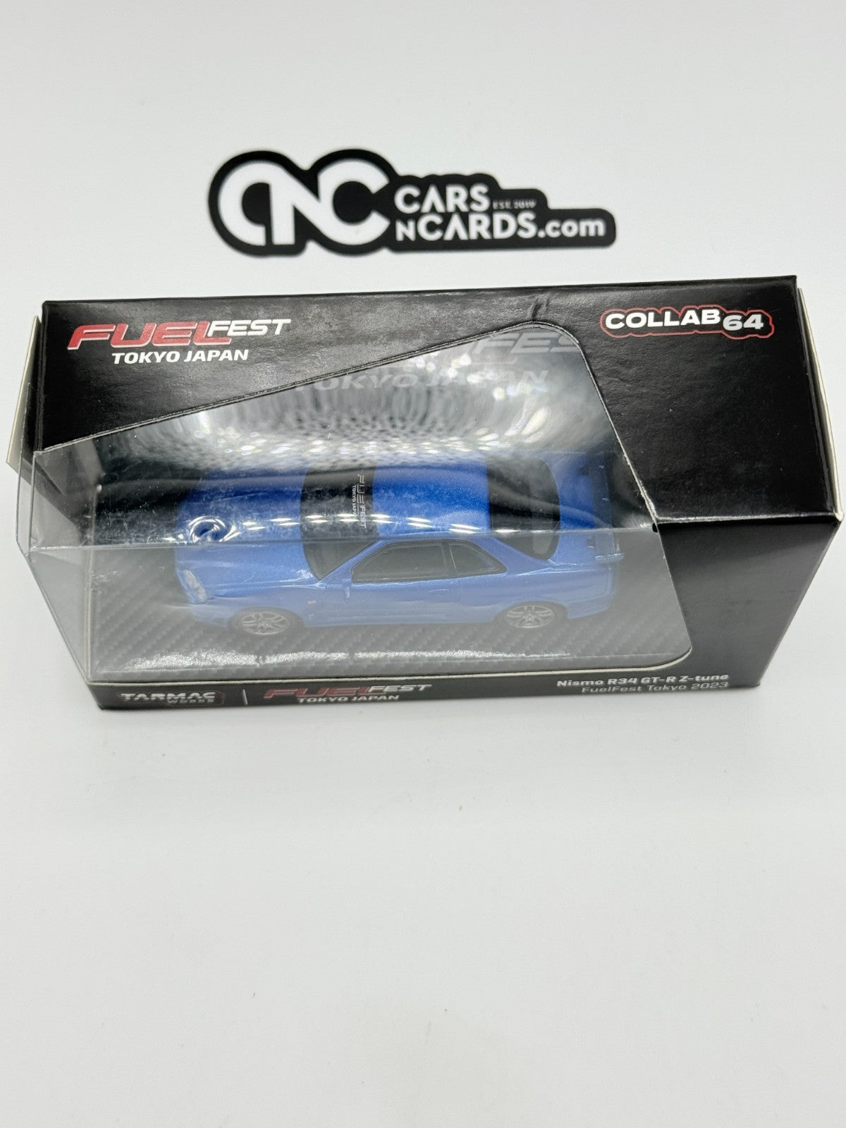 Tarmac Works 1:64 Nismo R34 Skyline GT-R Z-tune FuelFest Tokyo 2023 Blue